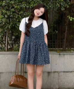 Set váy LILY hoa nhí phối kèm áo babydoll trắng